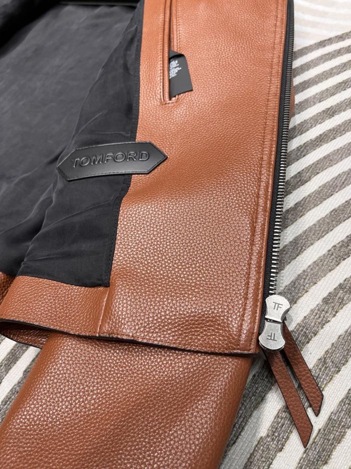 TOM FORD BUFFALO GRAIN LEATHER ASYMMETRIC JACKET #383775