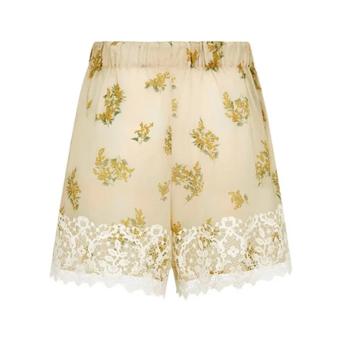 Dior Pastoral Style Violet Mimosa Pattern Floral Silk Cotton Shorts #383888