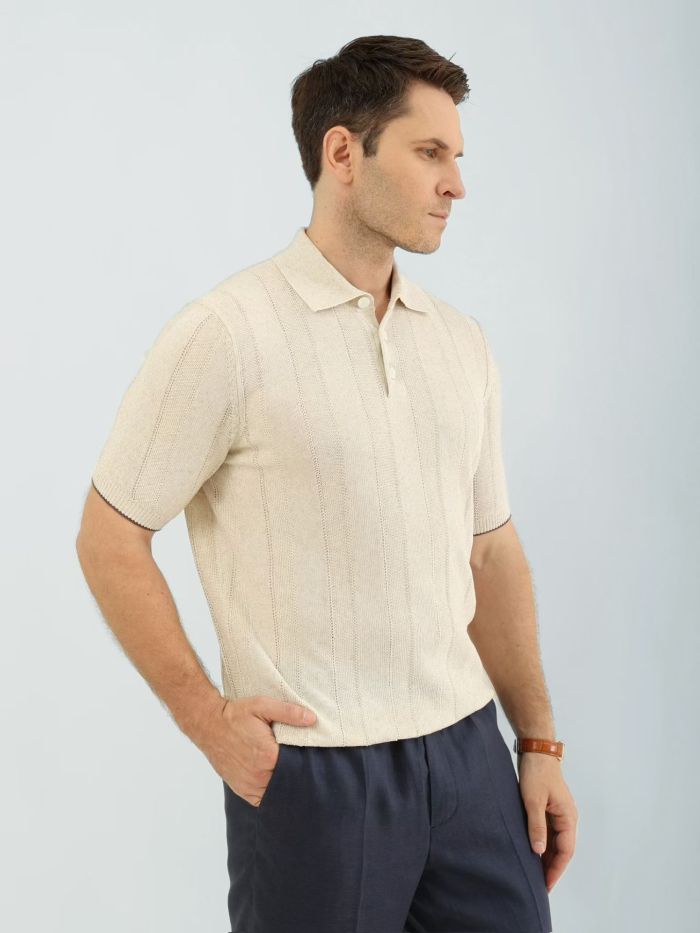 Brunello Cucinelli Men's Knitted Short Sleeve Polo #383644