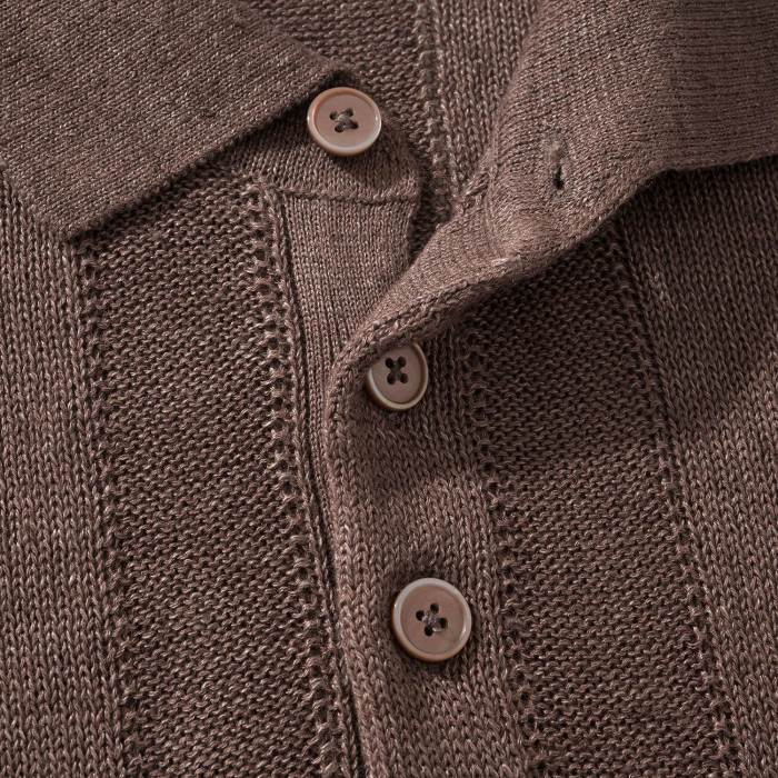 Brunello Cucinelli Rib knit polo for Man in Hazelnut  #383708