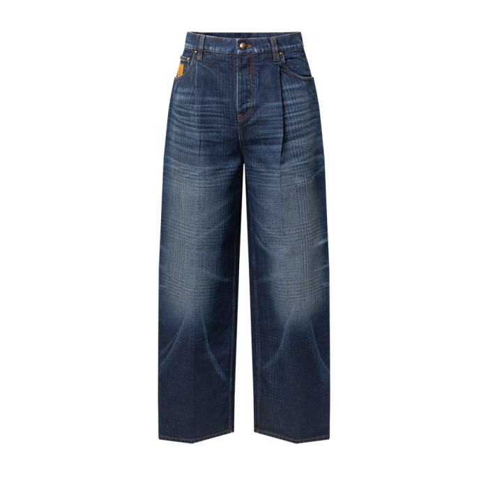 LOUIS VUITTON Printed Wide Leg Denim Pants #383940