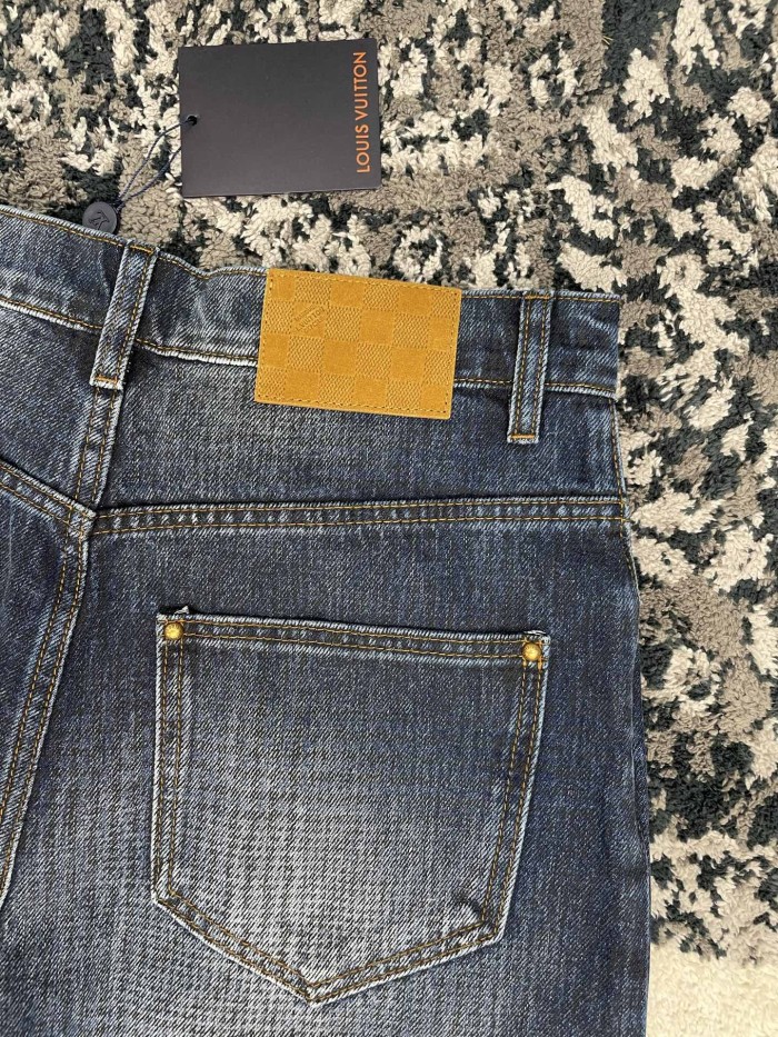 LOUIS VUITTON Printed Wide Leg Denim Pants #383940