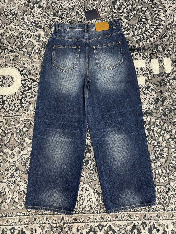 LOUIS VUITTON Printed Wide Leg Denim Pants #383940