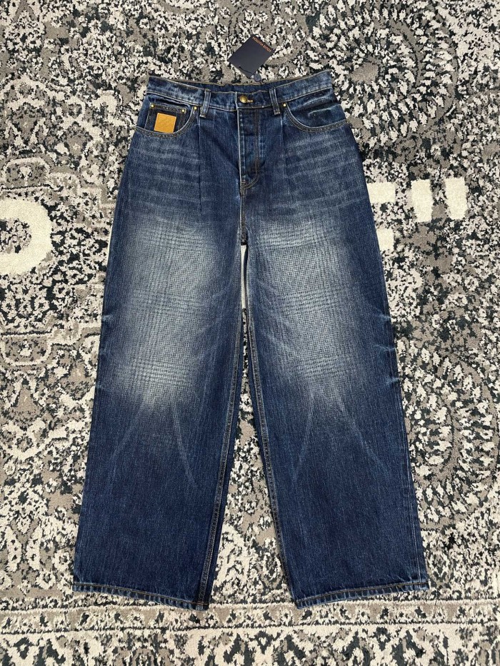 LOUIS VUITTON Printed Wide Leg Denim Pants #383940