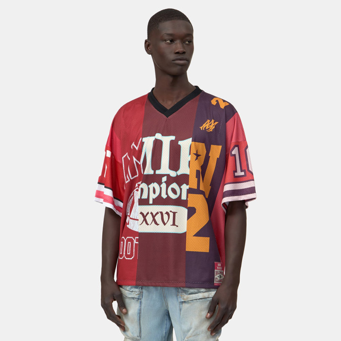 Amiri Spliced Oversized Mesh Tee Red Spliced Oversized Mesh Tee#381946