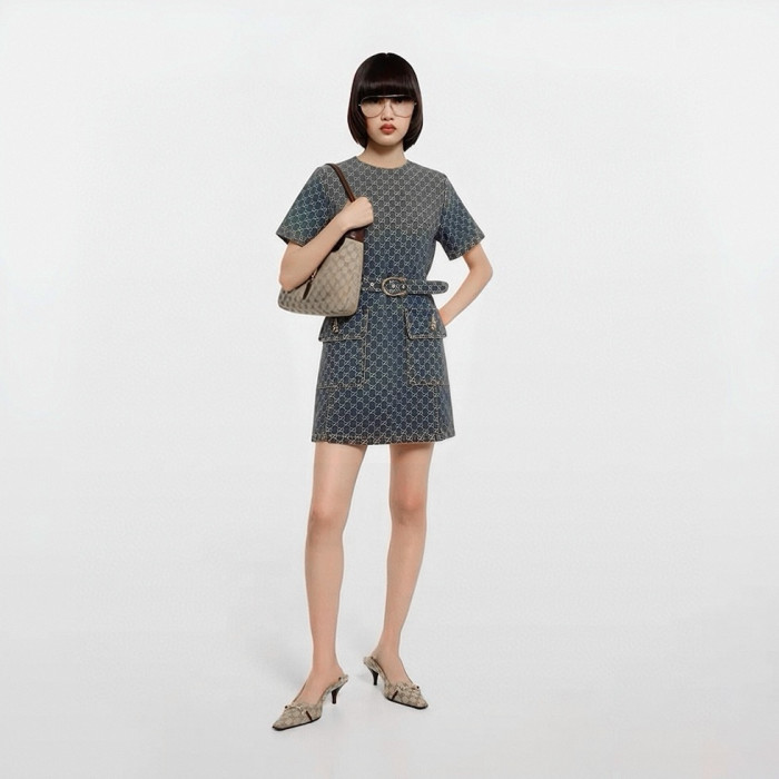 Gucci Denim Short-sleeved Dress #383996