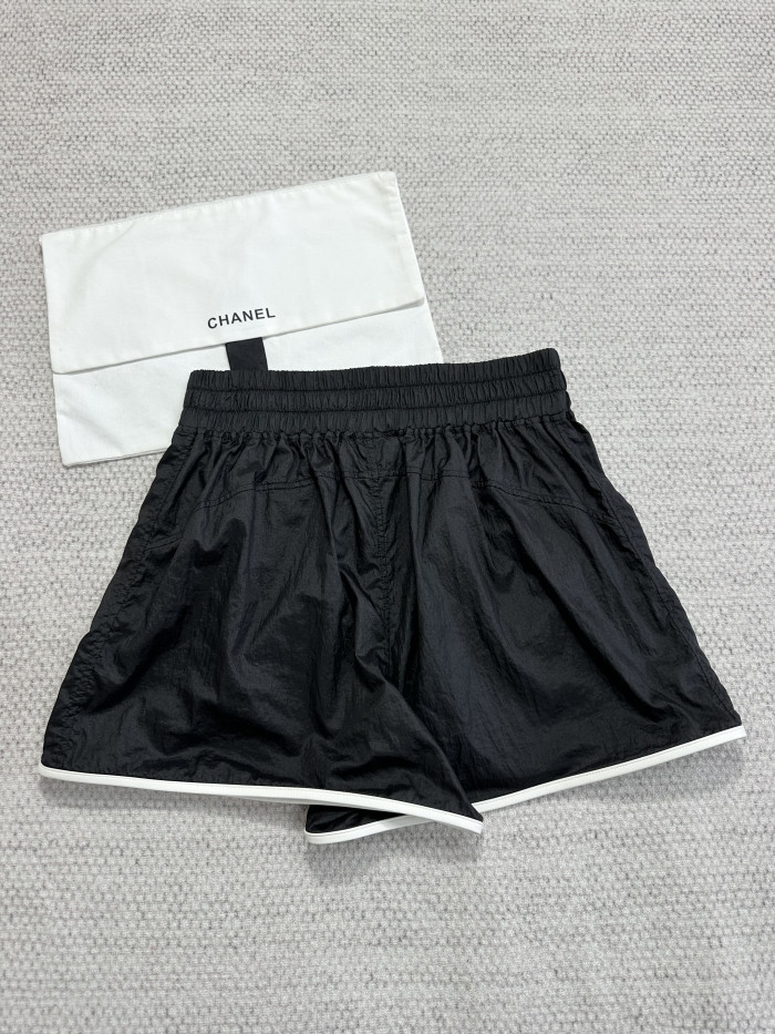 CHANEL Shorts Mixed Fibers Black White #384010