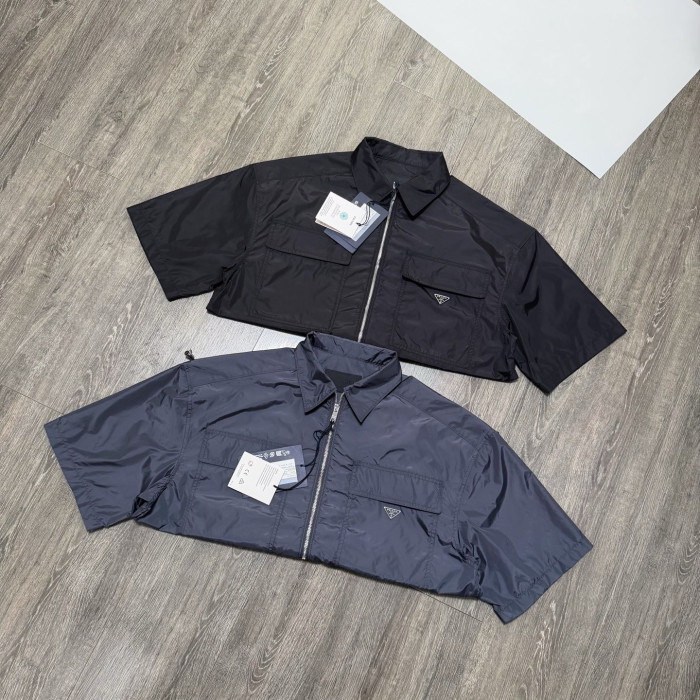 PRADA Black Short-sleeve Light Re-nylon Shirt #383982