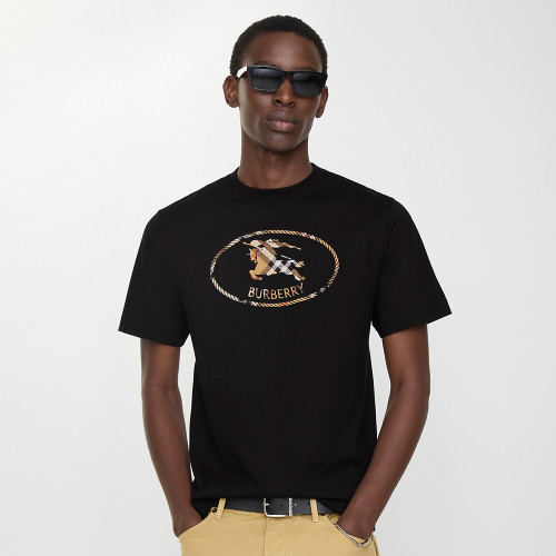 Burberry Check Knight Stamp Cotton T-shirt #383970
