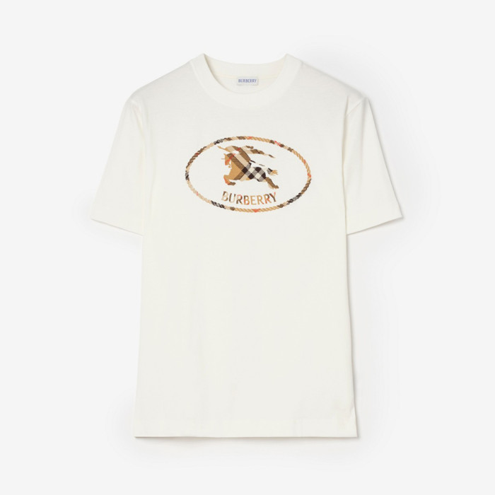 Burberry Check Knight Stamp Cotton T-shirt #383970