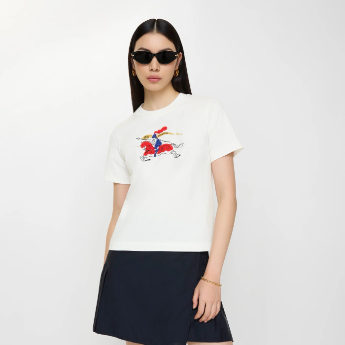 Burberry Knight Cotton T-shirt in Limestone #383980