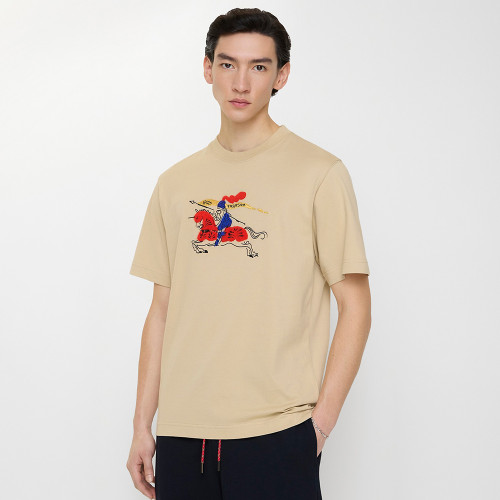 Burberry Knight Cotton T-shirt in Limestone #383980
