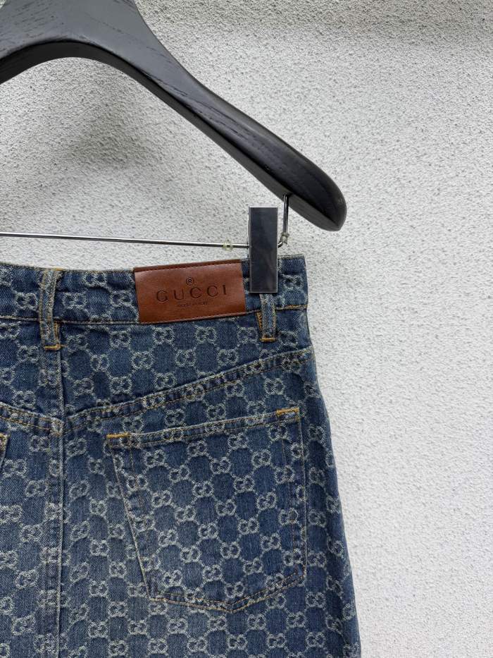 GUCCI GG Cotton Denim Jacquard Mini Skirt #383993