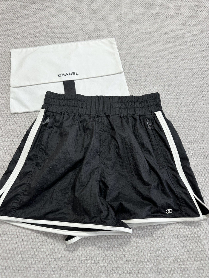 CHANEL Shorts Mixed Fibers Black White #384010