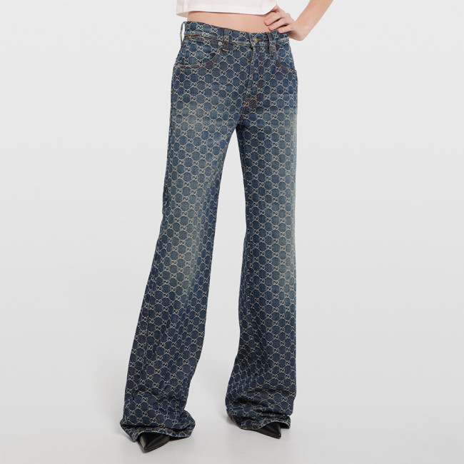 GUCCI GG Cotton Denim Jacquard Pants #383994