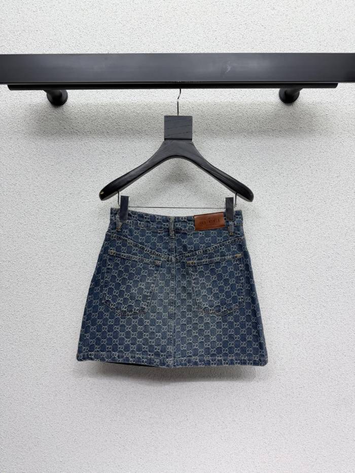 GUCCI GG Cotton Denim Jacquard Mini Skirt #383993
