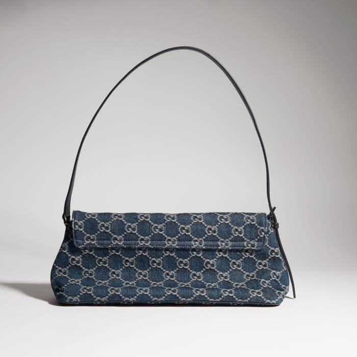 GUCCI Madison Medium Shoulder Bag in Blue GG Denim #383858