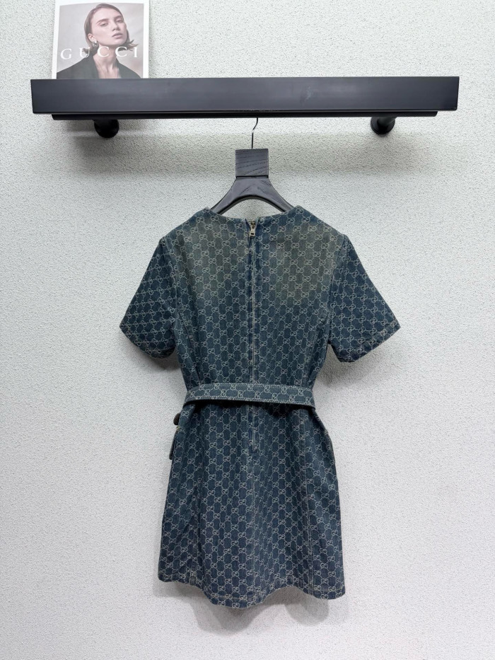 Gucci Denim Short-sleeved Dress #383996