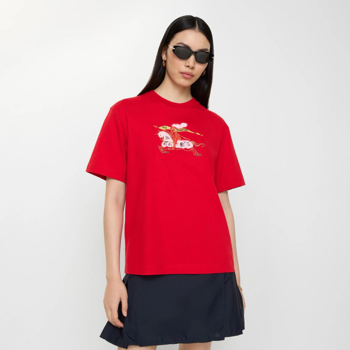 Burberry Knight Cotton T-shirt in Limestone #383980