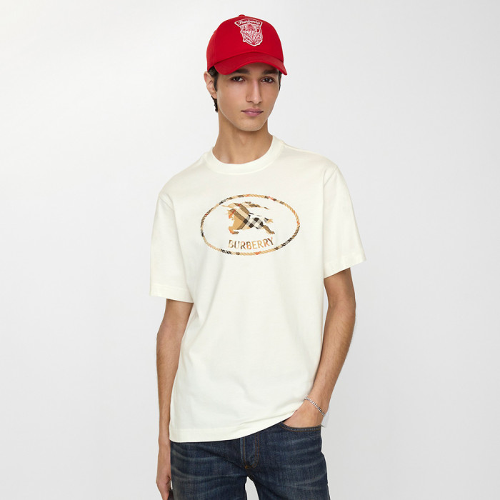 Burberry Check Knight Stamp Cotton T-shirt #383970