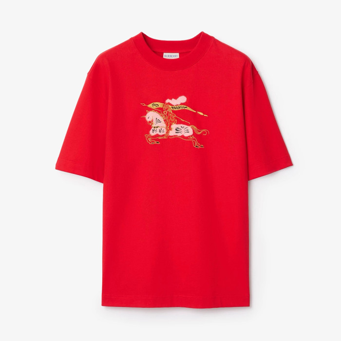 Burberry Knight Cotton T-shirt in Limestone #383980