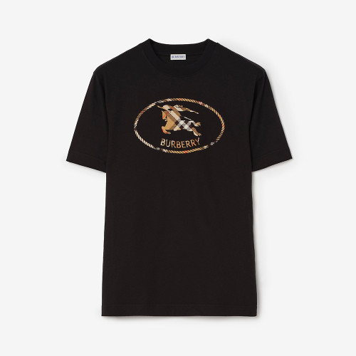 Burberry Check Knight Stamp Cotton T-shirt #383970