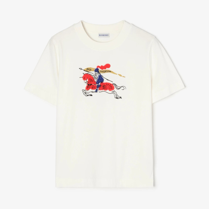 Burberry Knight Cotton T-shirt in Limestone #383980