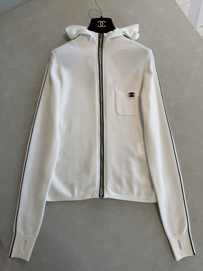 Chanel 25N CC Ski Knitted Hooded Cardigan #383999