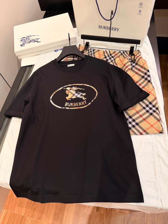 Burberry Check Knight Stamp Cotton T-shirt #383970