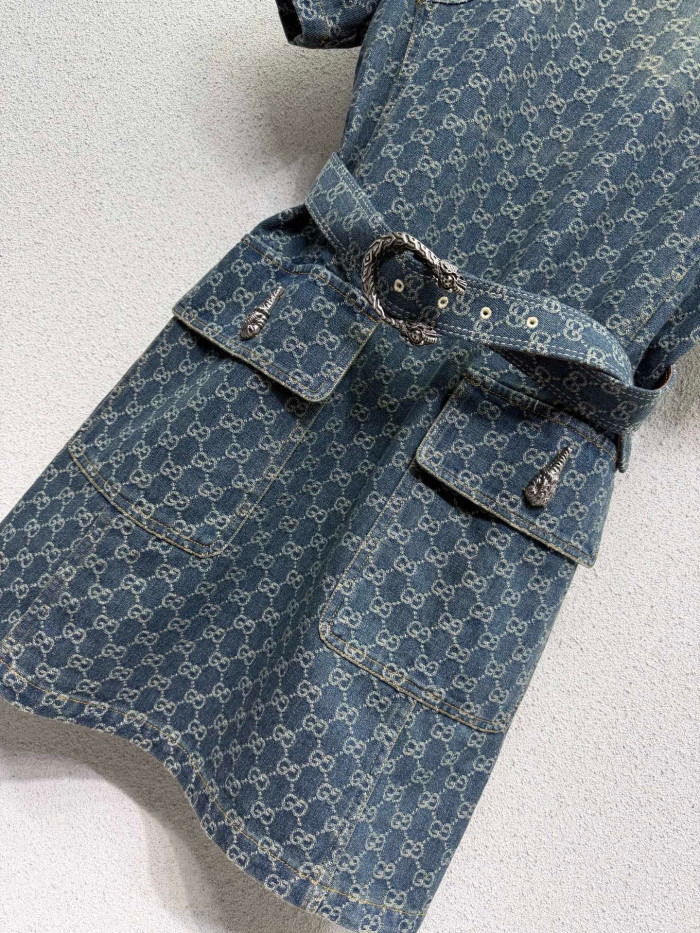 Gucci Denim Short-sleeved Dress #383996