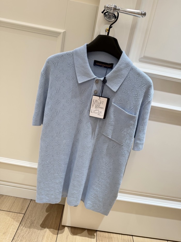 LOUIS VUITTON Monogram Pointelle Short-Sleeved Polo Shirt #380488