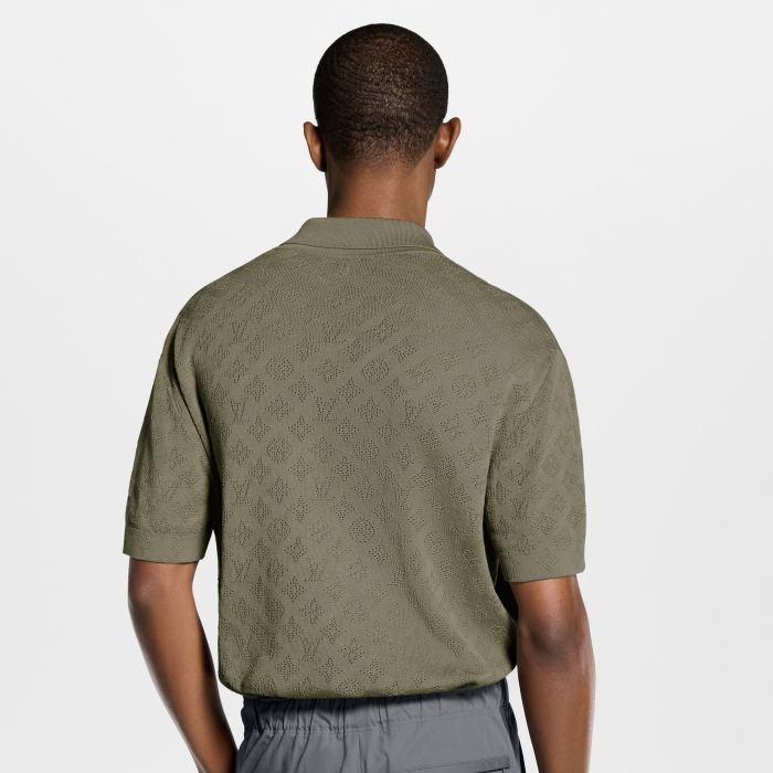 LOUIS VUITTON Monogram Pointelle Short-Sleeved Polo Shirt #380488