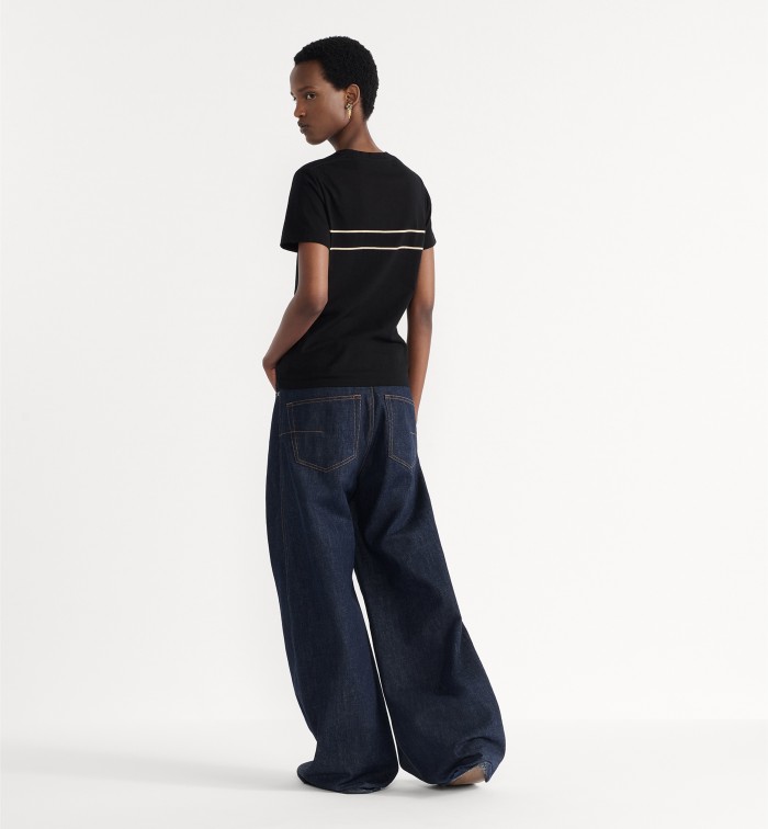 DIOR Embroidered T-Shirt Black and Gold-Tone Cotton-Blend Jersey #334724