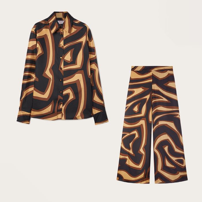 PUCCI Labirinto Print Silk Shirt and Trousers #384048