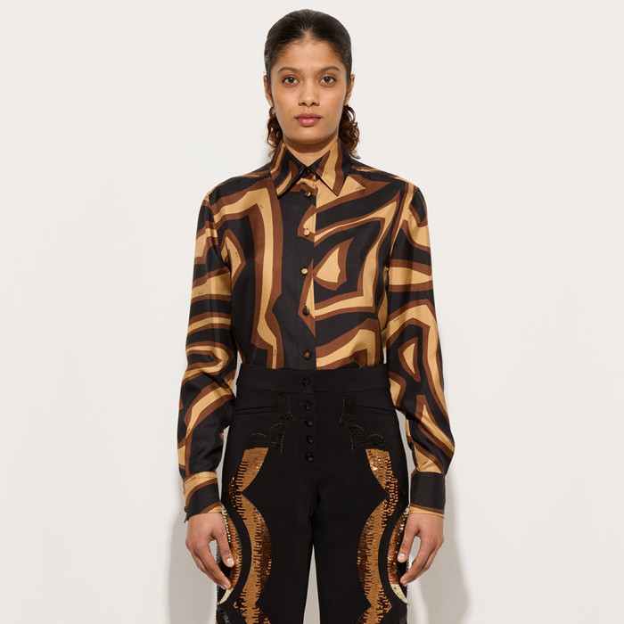 PUCCI Labirinto Print Silk Shirt and Trousers #384048
