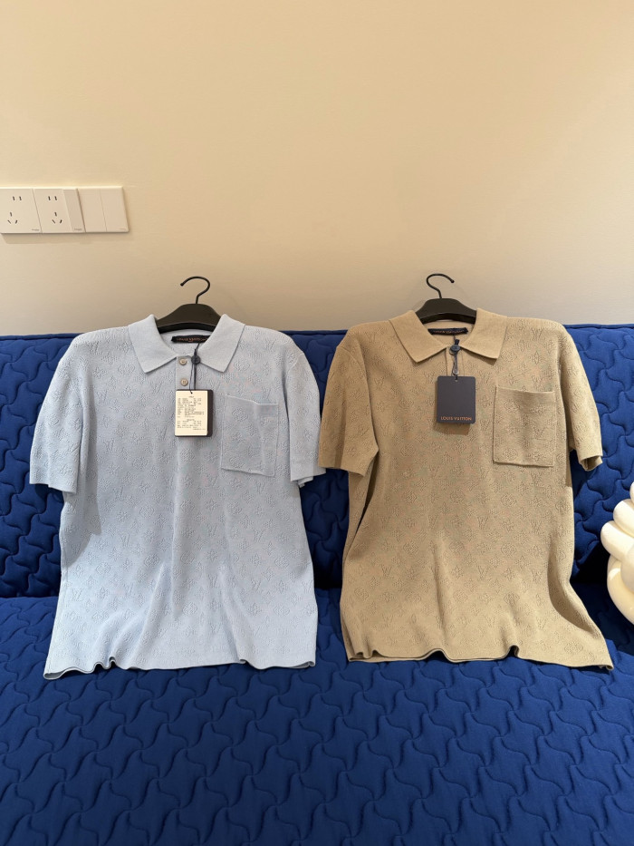 LOUIS VUITTON Monogram Pointelle Short-Sleeved Polo Shirt #380488