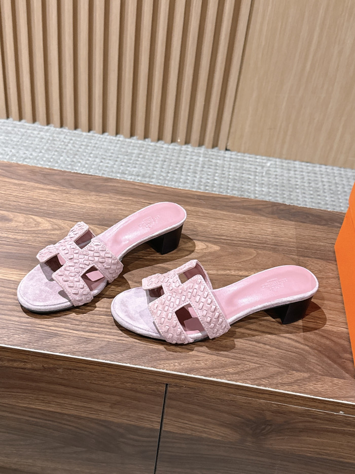Hermès Woven Low Heel Slippers #384073