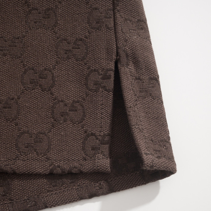 GUCCI GG Canvas Linen Blen Shorts in Brown #384266