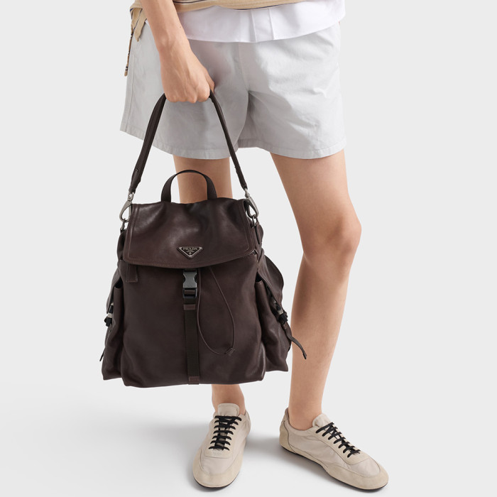 PRADA Black Prada Explore Leather Backpack #384223
