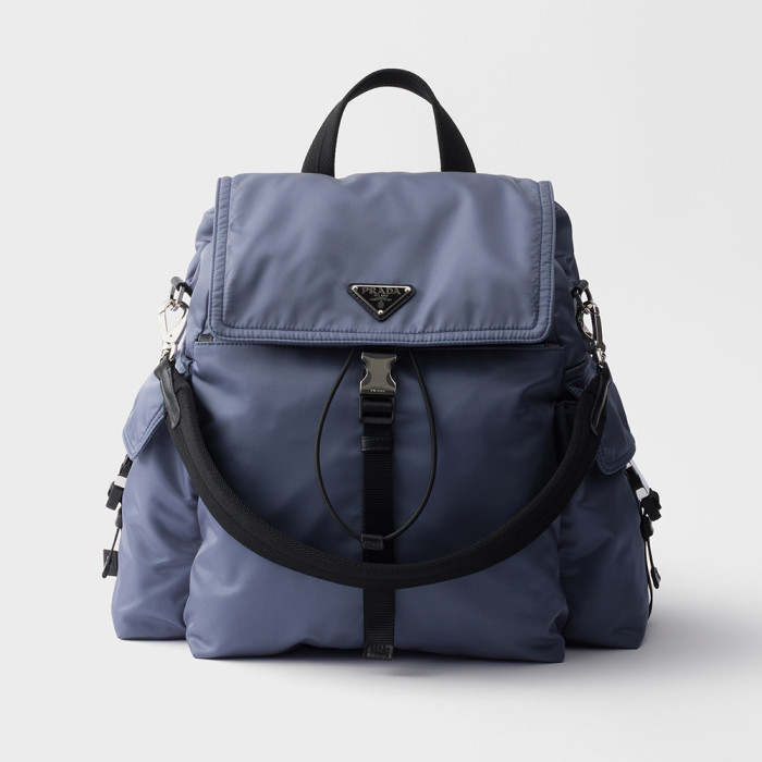 PRADA Aviation Blue Prada Explore Re-nylon And Leather Backpack #378298