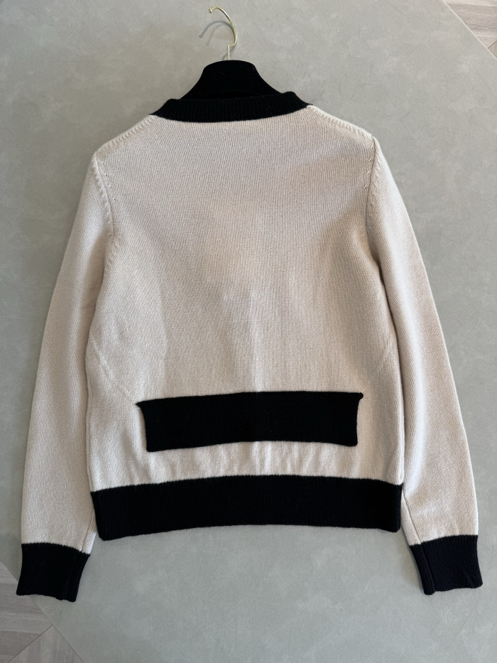 Chanel Sweater Cashmere Light Beige Black #384325