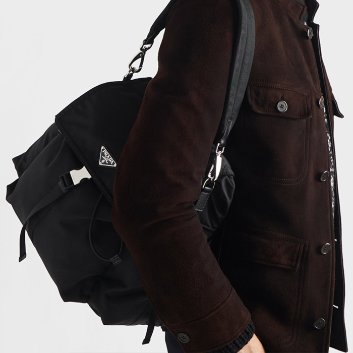PRADA Aviation Blue Prada Explore Re-nylon And Leather Backpack #378298