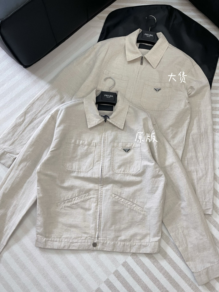 PRADA Natural Chambray Blouson Jacket #329123