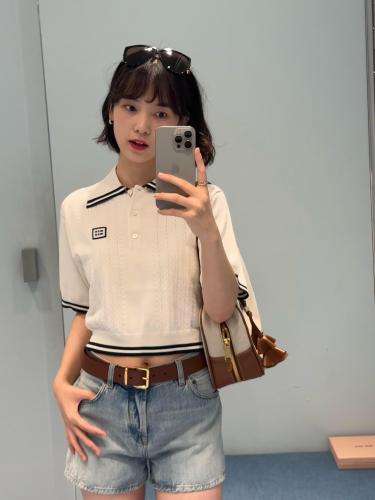 MiuMiu Knitted Lapel Polo T-shirt #334391