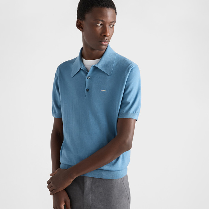 PRADA Aviator Superfine Wool Polo Shirt #384293