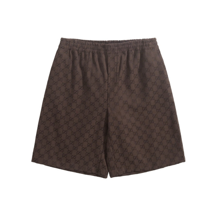 GUCCI GG Canvas Linen Blen Shorts in Brown #384266