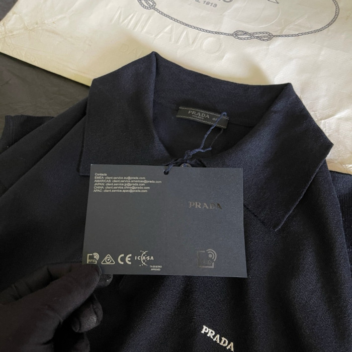 PRADA Aviator Superfine Wool Polo Shirt #384293