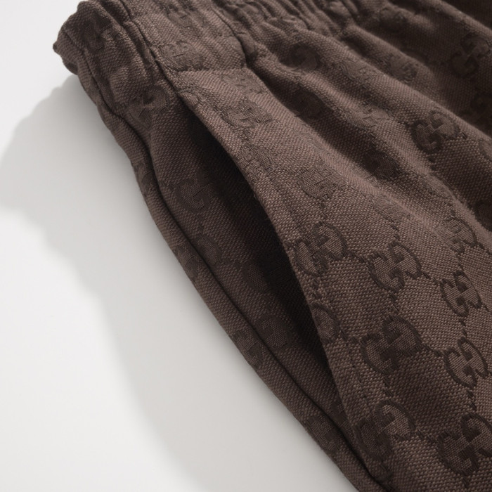 GUCCI GG Canvas Linen Blen Shorts in Brown #384266