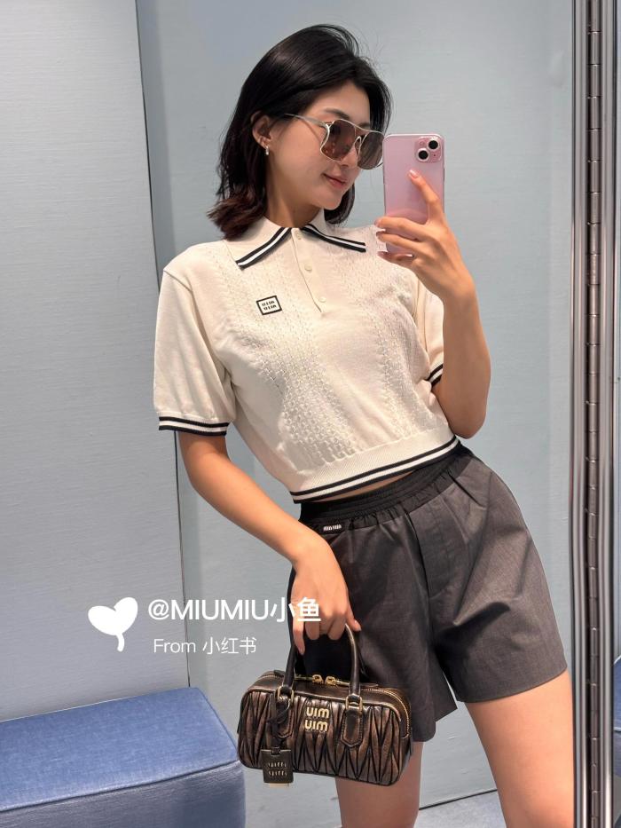 MiuMiu Knitted Lapel Polo T-shirt #334391