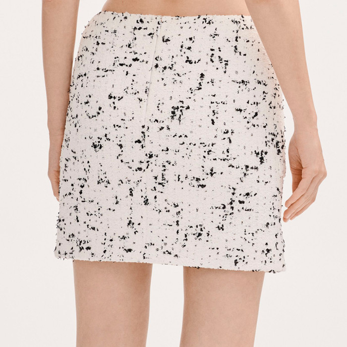 CHANEL Jacket and Short Skirt Tweed White Black #384306